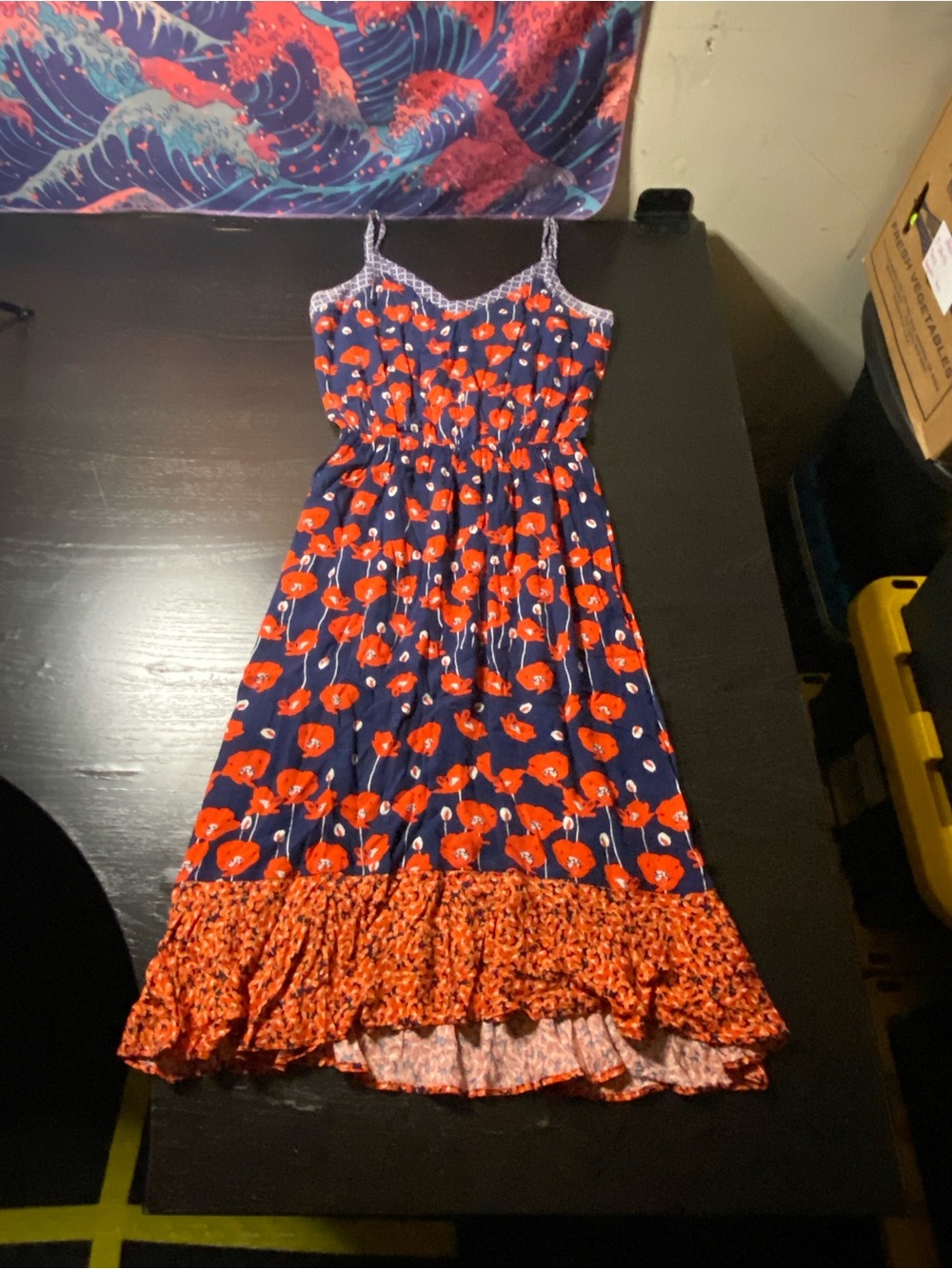 Ella Moss Navy Maxi Dress with Red Floral Print